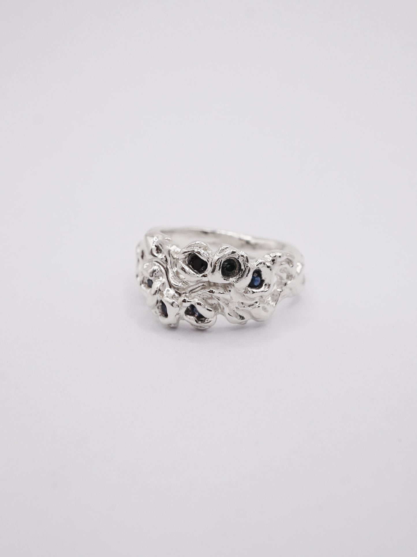 sterling silver BOUQUET DOUBLE ring with sapphires