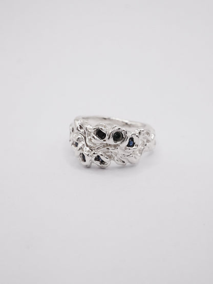 sterling silver BOUQUET DOUBLE ring with sapphires