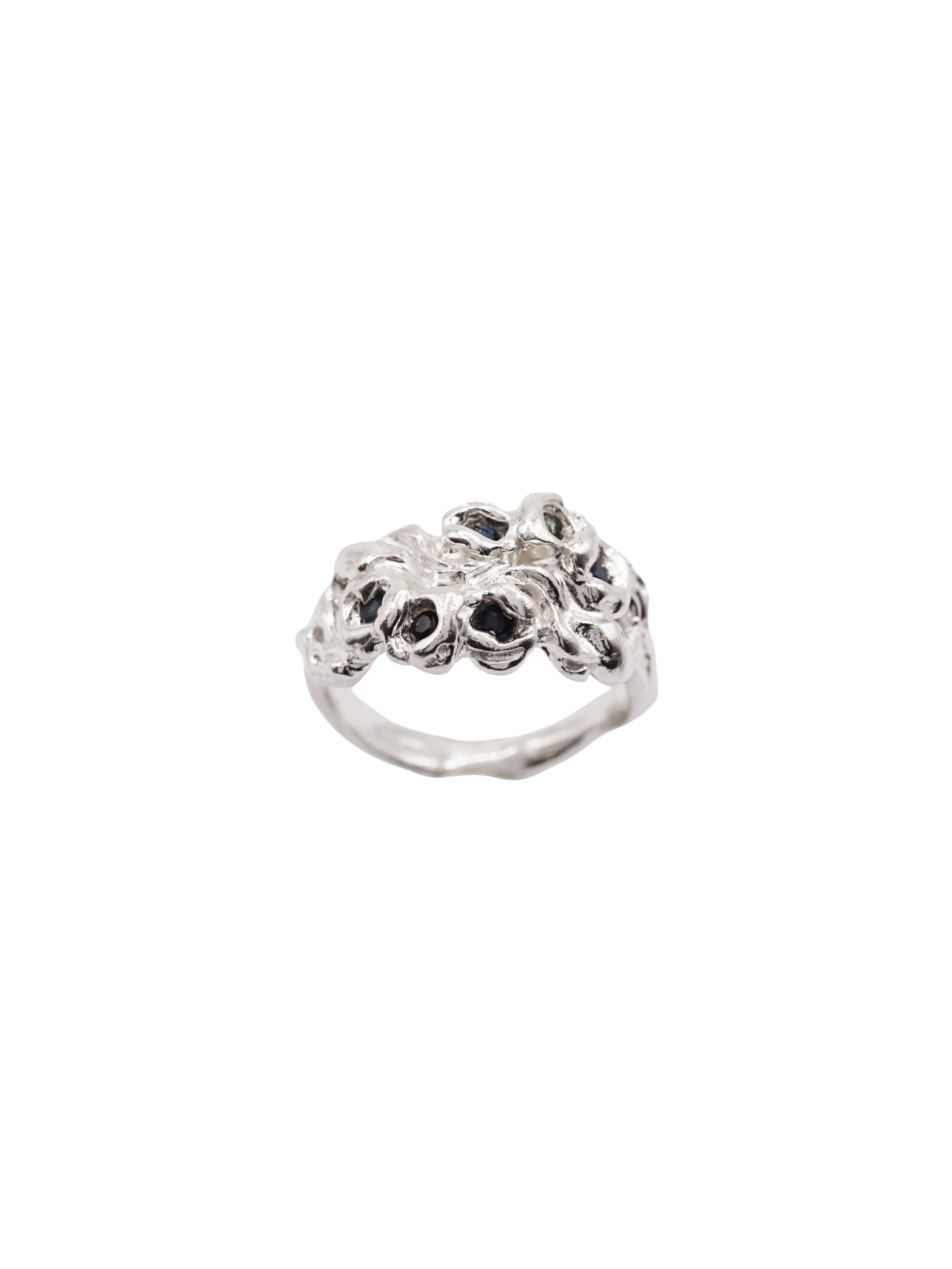 sterling silver BOUQUET DOUBLE ring with sapphires