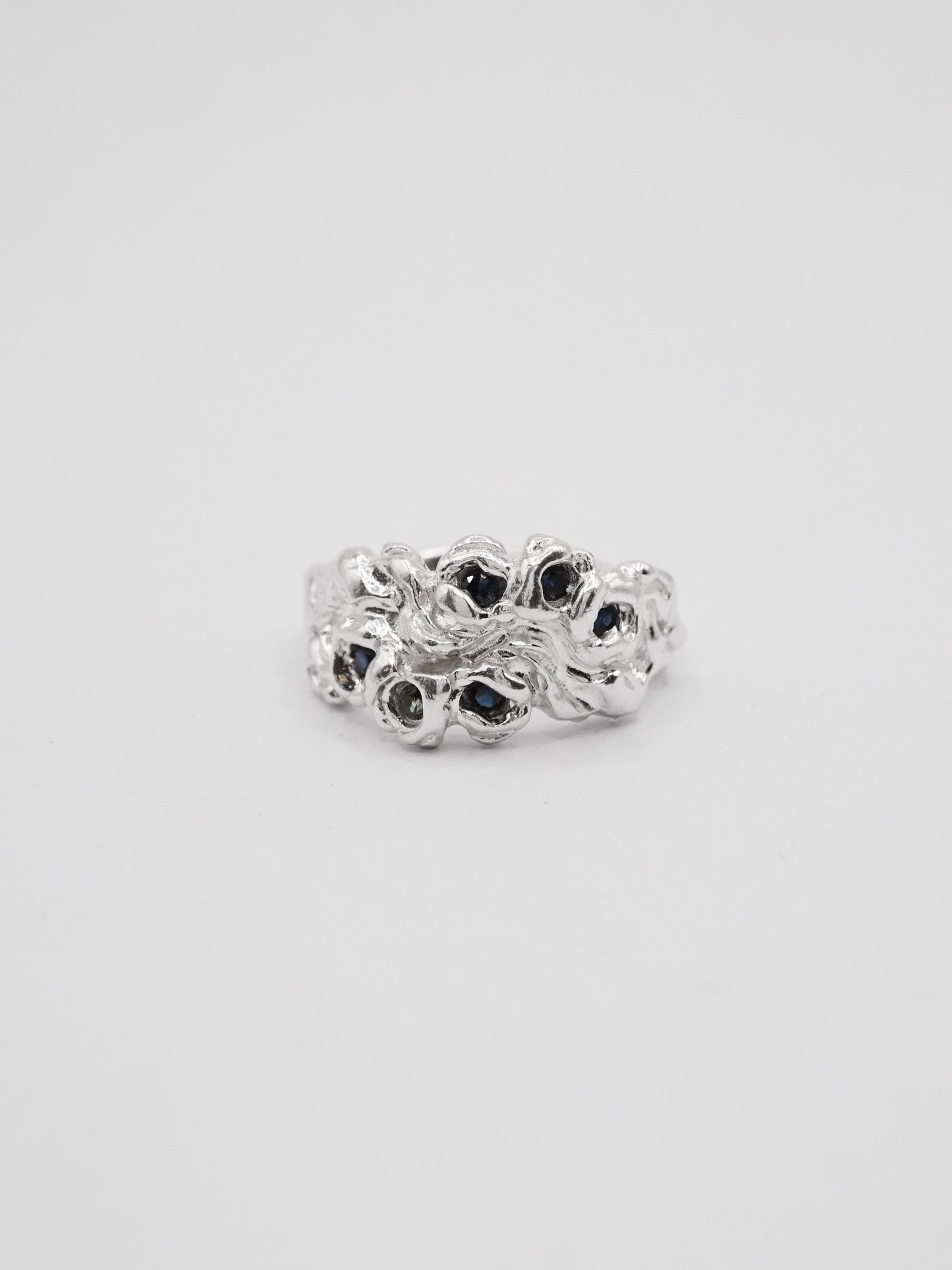 sterling silver BOUQUET DOUBLE ring with sapphires