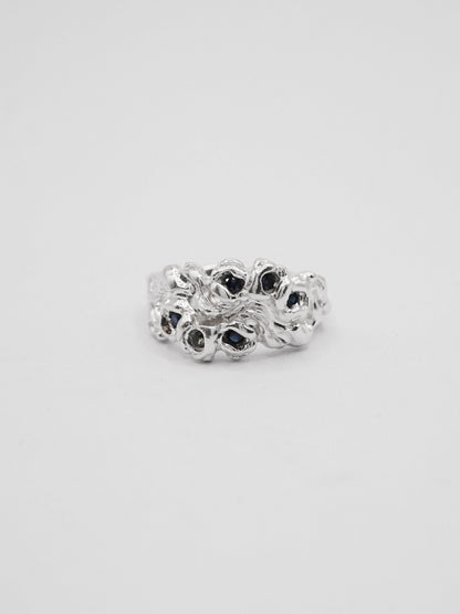 sterling silver BOUQUET DOUBLE ring with sapphires