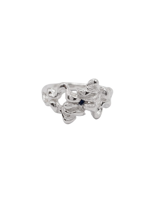 sterling silver MOVE ring with sapphire B8