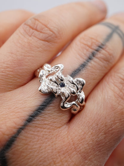sterling silver MOVE ring with sapphire B8