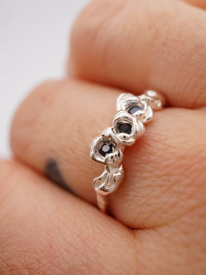 sterling silver BOUQUET SIMPLE ring with sapphires