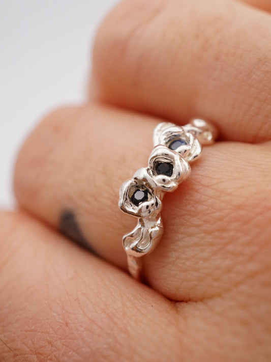 sterling silver BOUQUET SIMPLE ring with sapphires