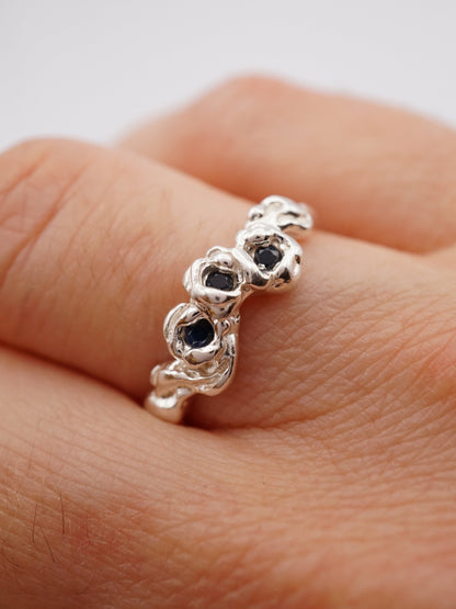 sterling silver BOUQUET SIMPLE ring with sapphires