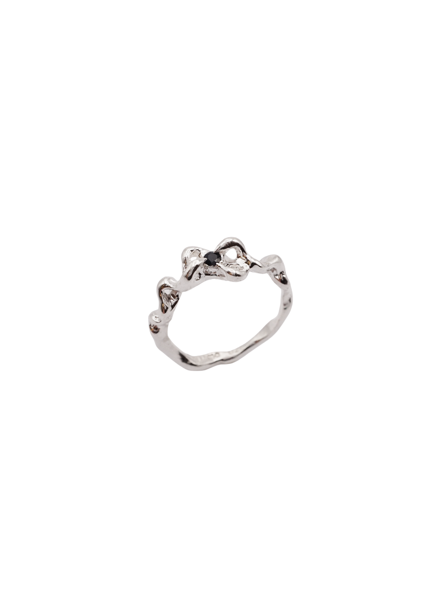 sterling silver MOVE simple BOW ring with sapphire
