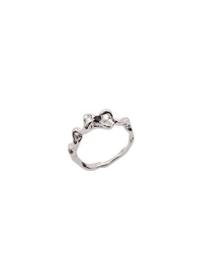 sterling silver MOVE simple BOW ring with sapphire