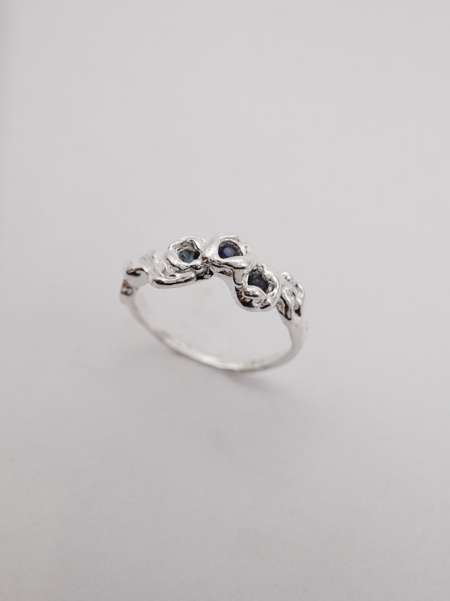 sterling silver BOUQUET SIMPLE ring with sapphires
