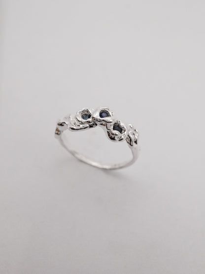 sterling silver BOUQUET SIMPLE ring with sapphires