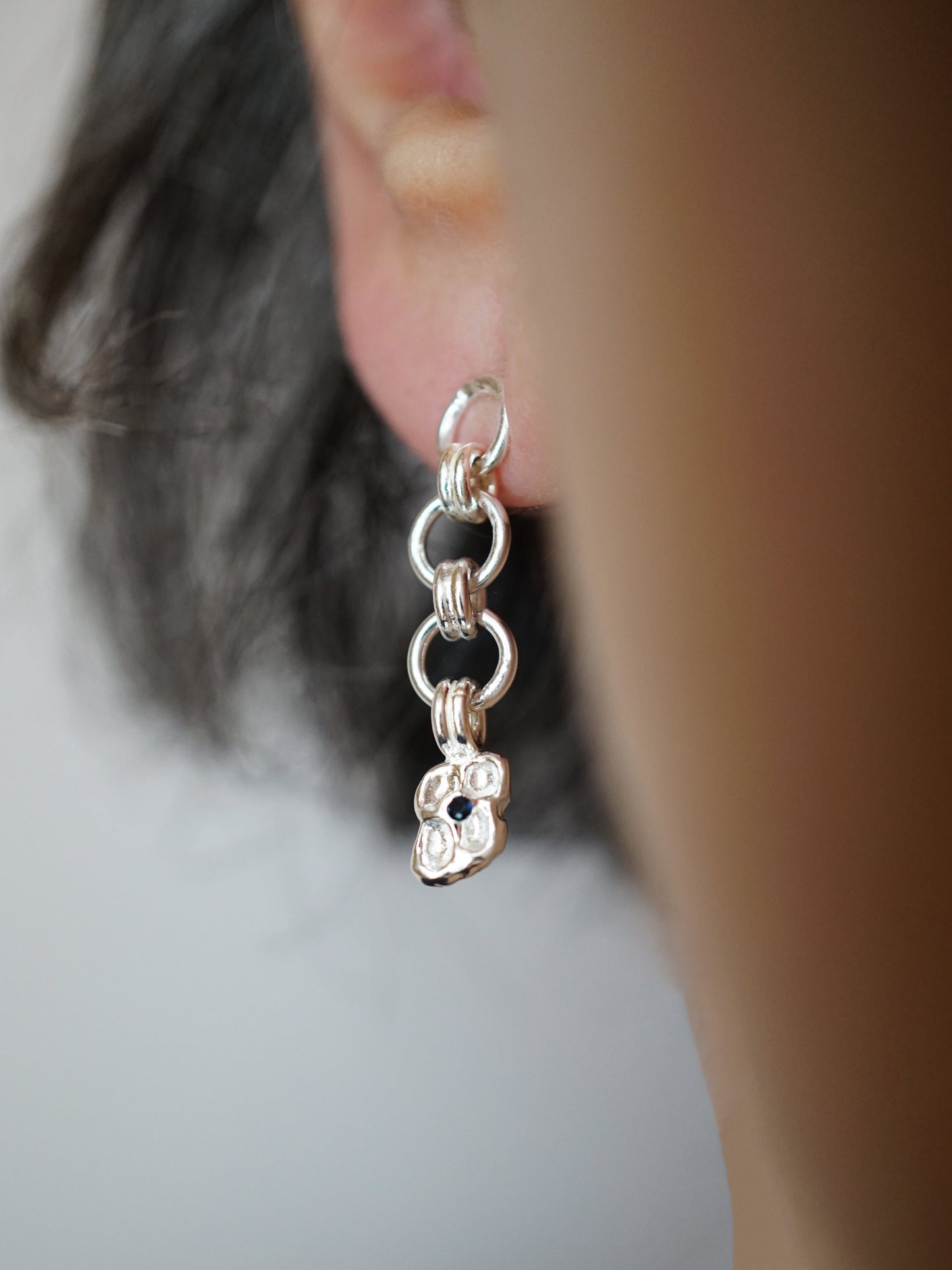 sterling silver TRIPLE CROQUÉE earrings with sapphires