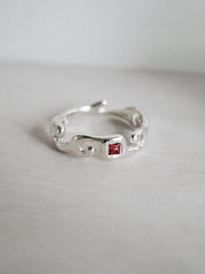 sterling silver LLAMA ring with sapphire