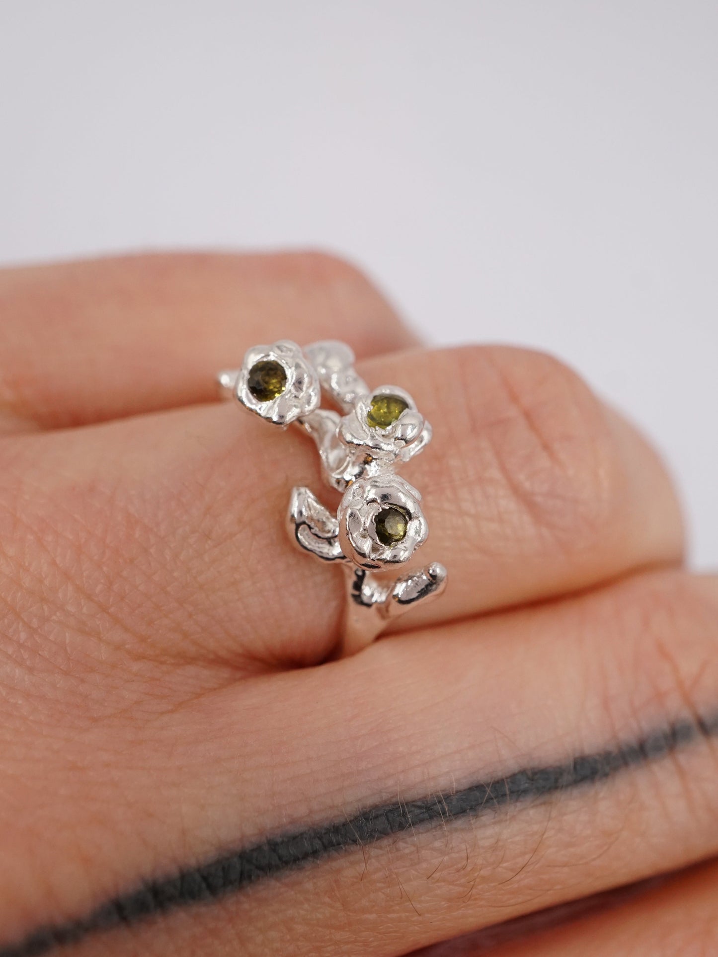 sterling silver TRIO ring with stones