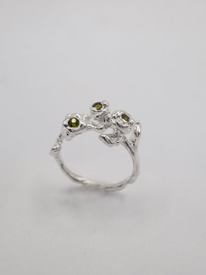 sterling silver TRIO ring with stones