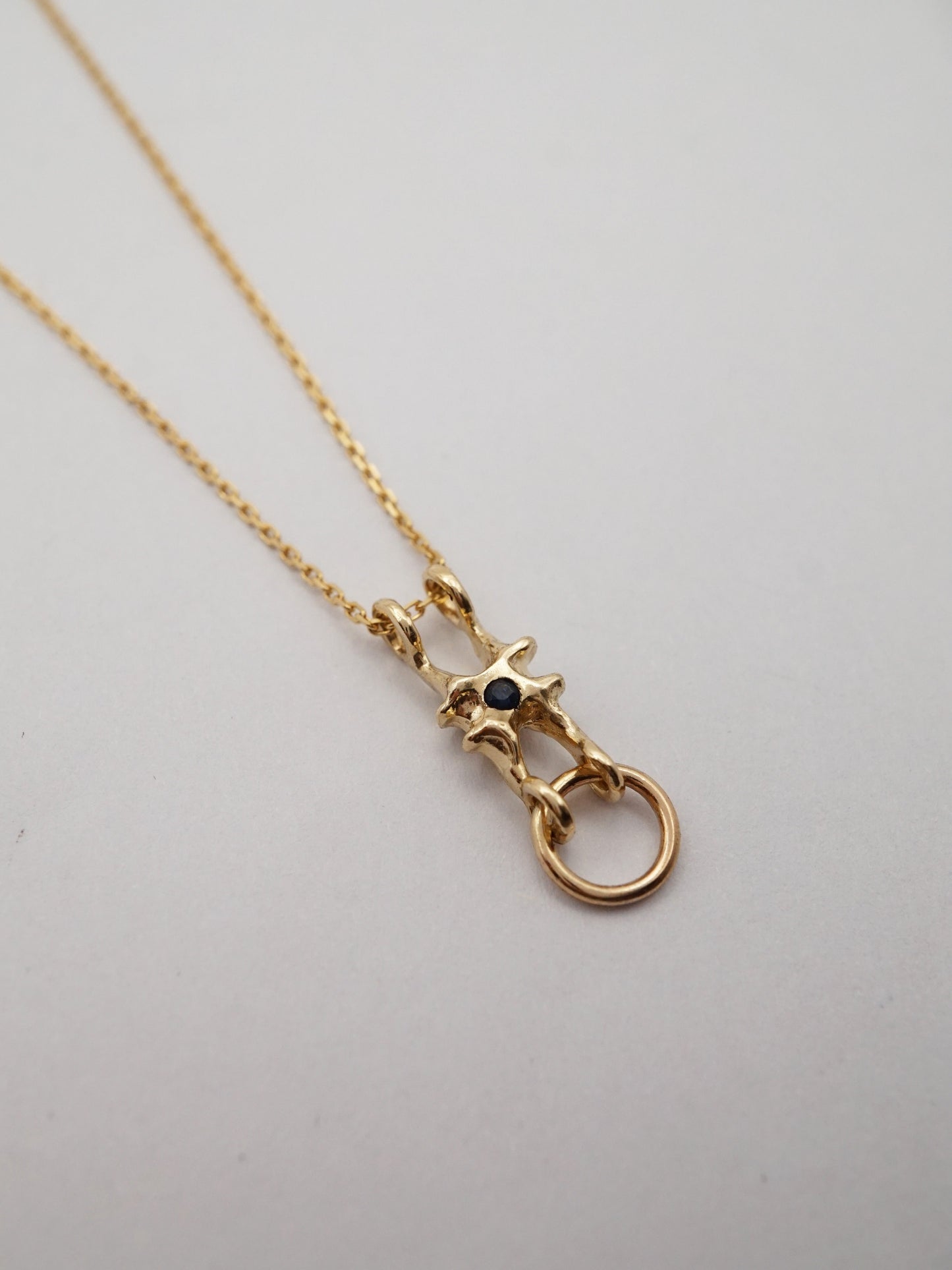 10kt gold OOAK pendant with sapphire