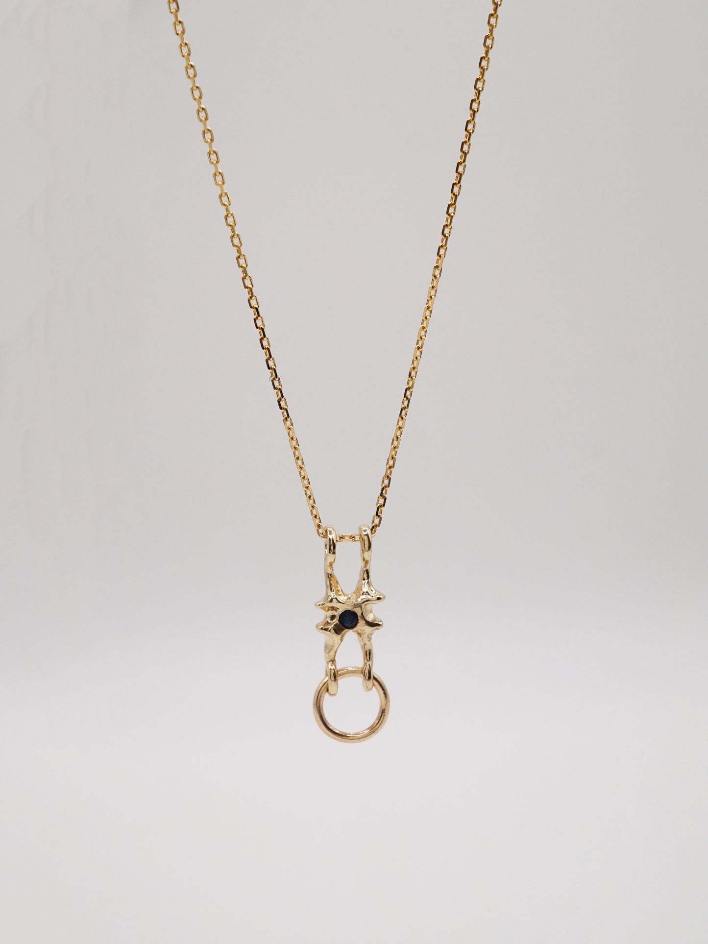 10kt gold OOAK pendant with sapphire