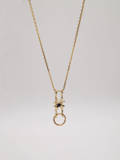 10kt gold OOAK pendant with sapphire