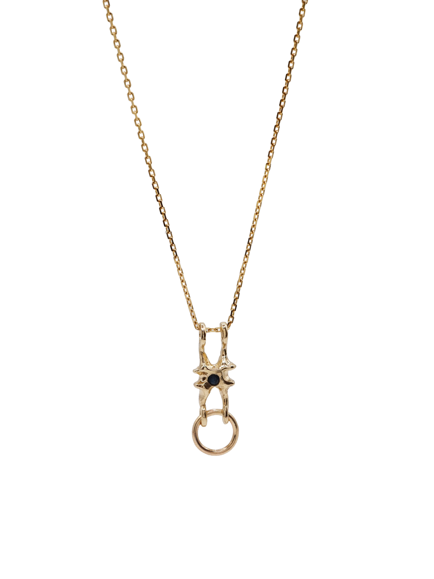 10kt gold OOAK pendant with sapphire
