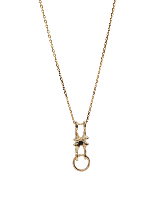 10kt gold OOAK pendant with sapphire