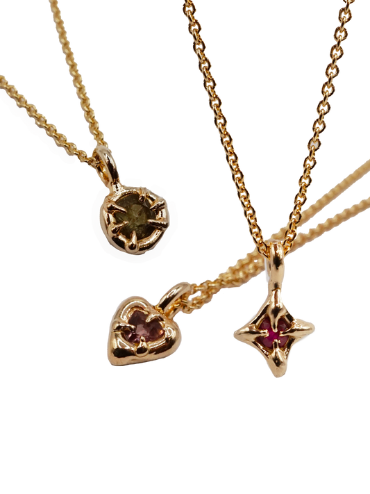 10kt gold OOAK sapphire pendants