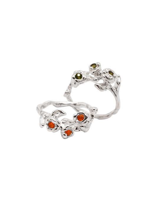 sterling silver TRIO ring with stones