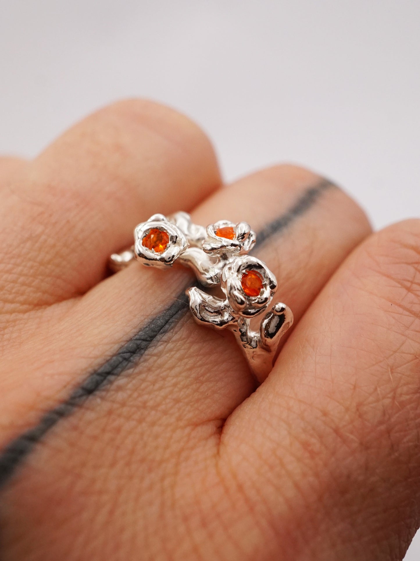 sterling silver TRIO ring with stones