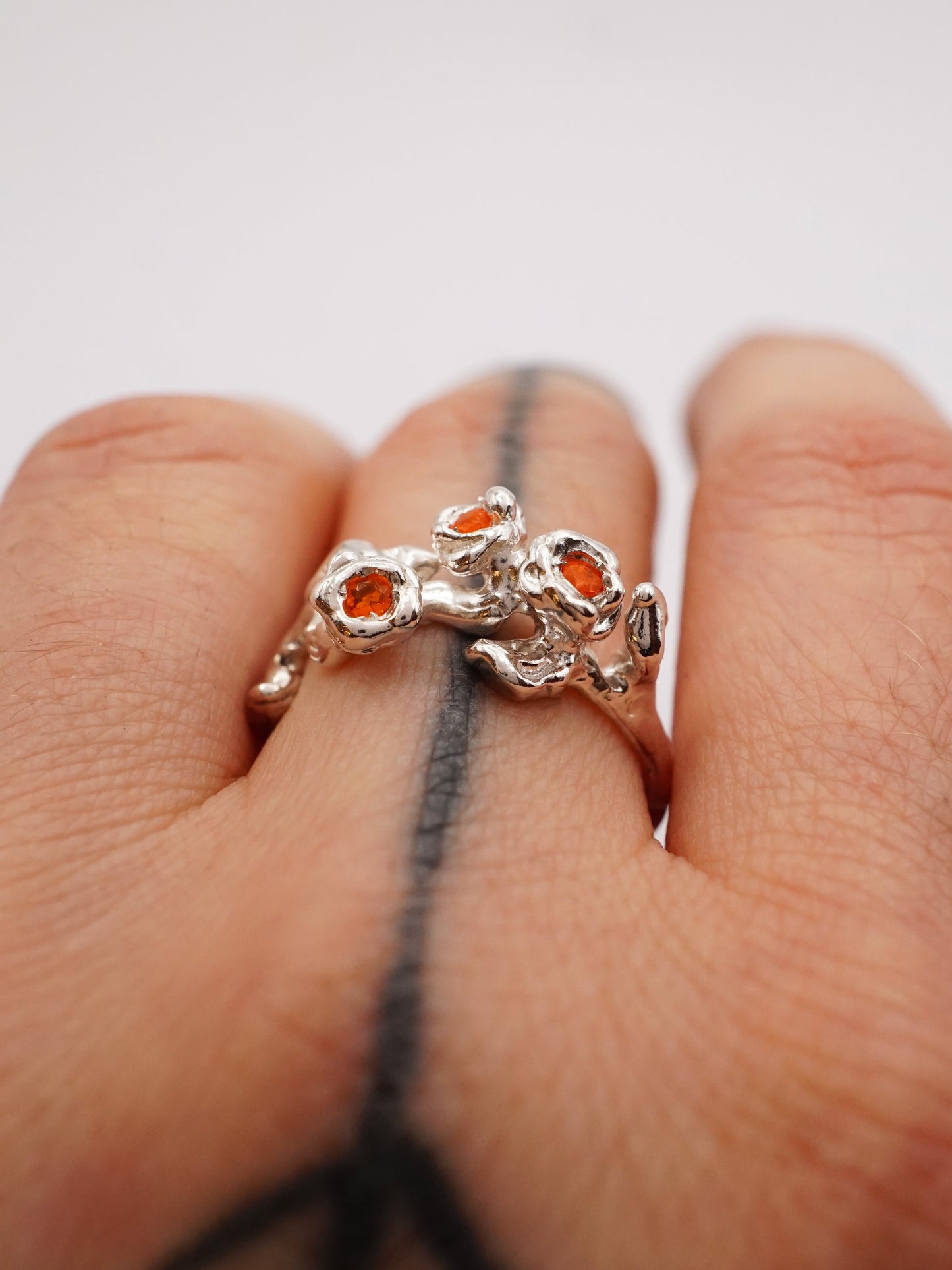 sterling silver TRIO ring with stones
