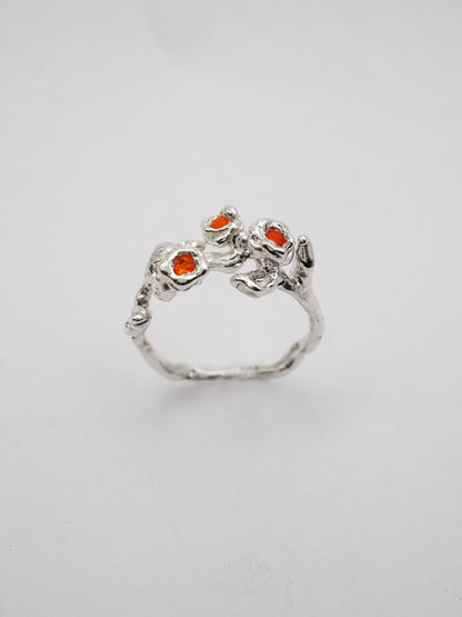 sterling silver TRIO ring with stones