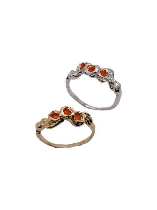 sterling silver or 10kt yellow gold BOUQUET SIMPLE ring with fire opals
