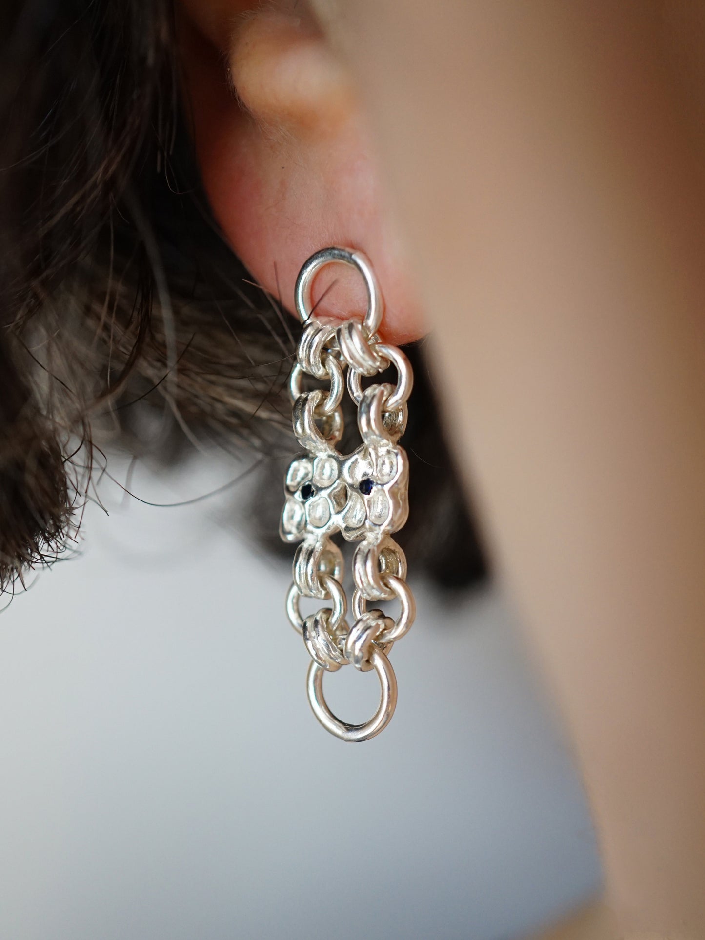 sterling silver ARMURE earrings with sapphires