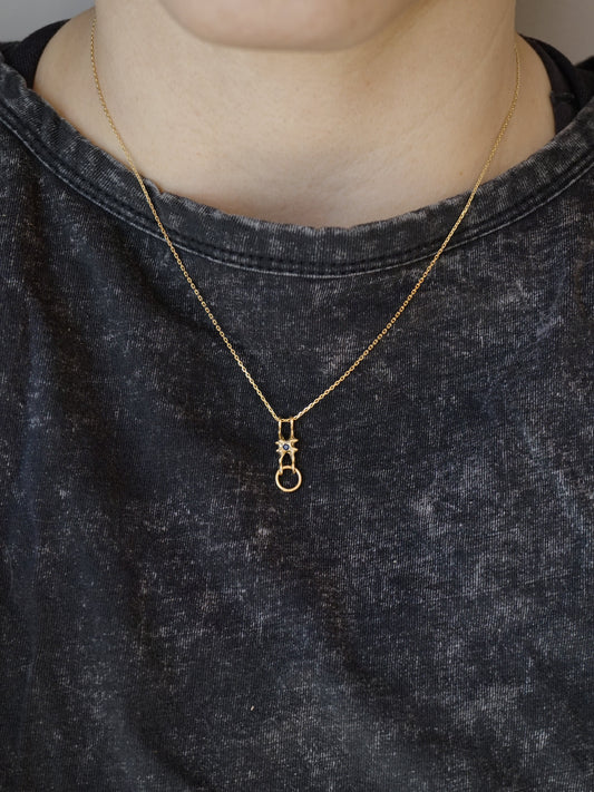 10kt gold OOAK pendant with sapphire