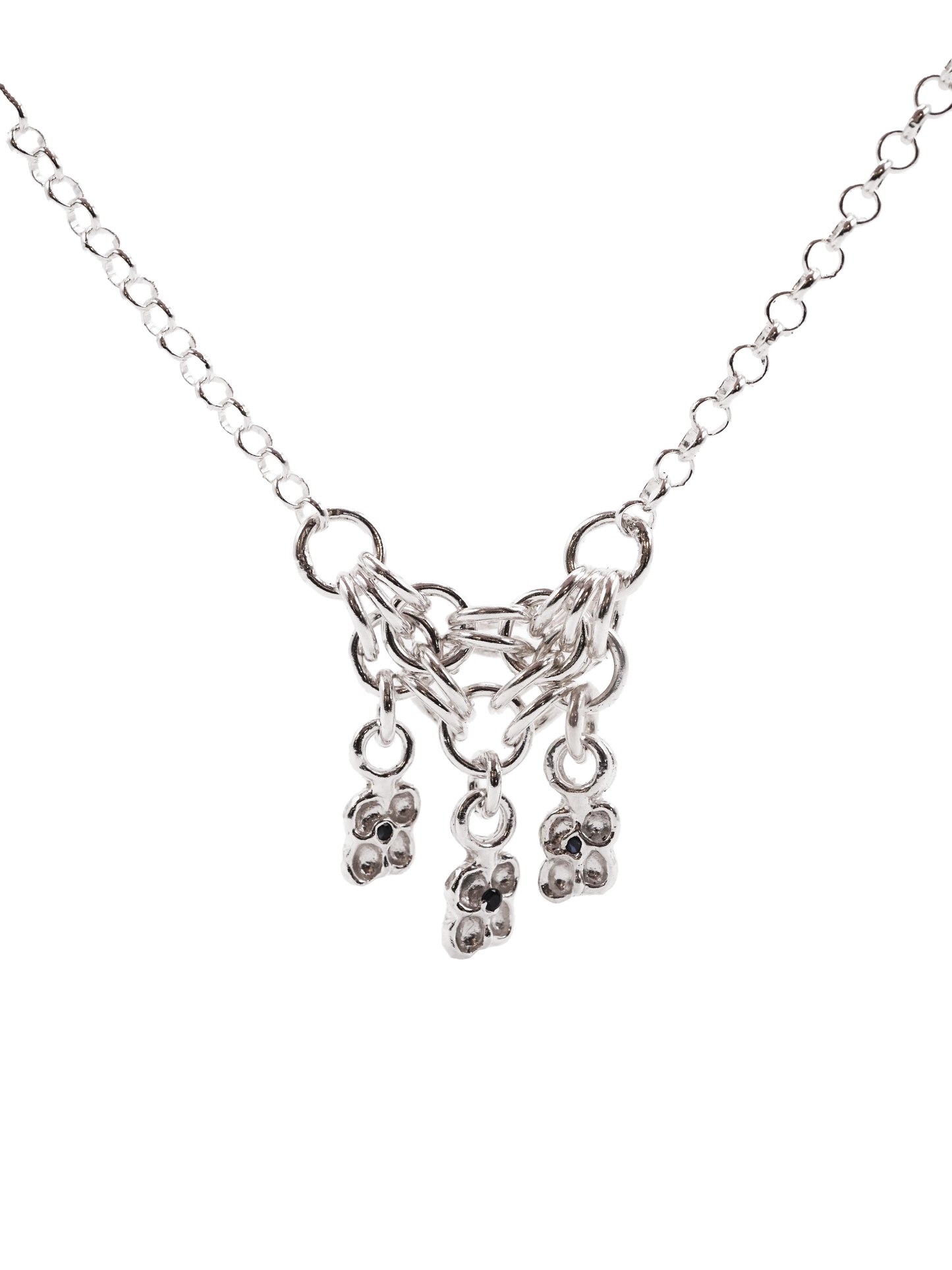 sterling silver TRI-CROQUÉE necklace with sapphires