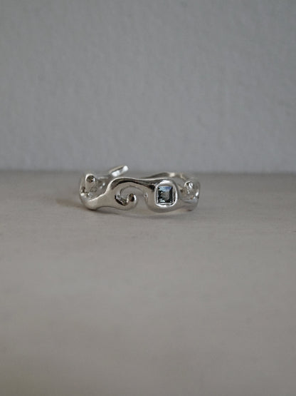 sterling silver LLAMA ring with sapphire