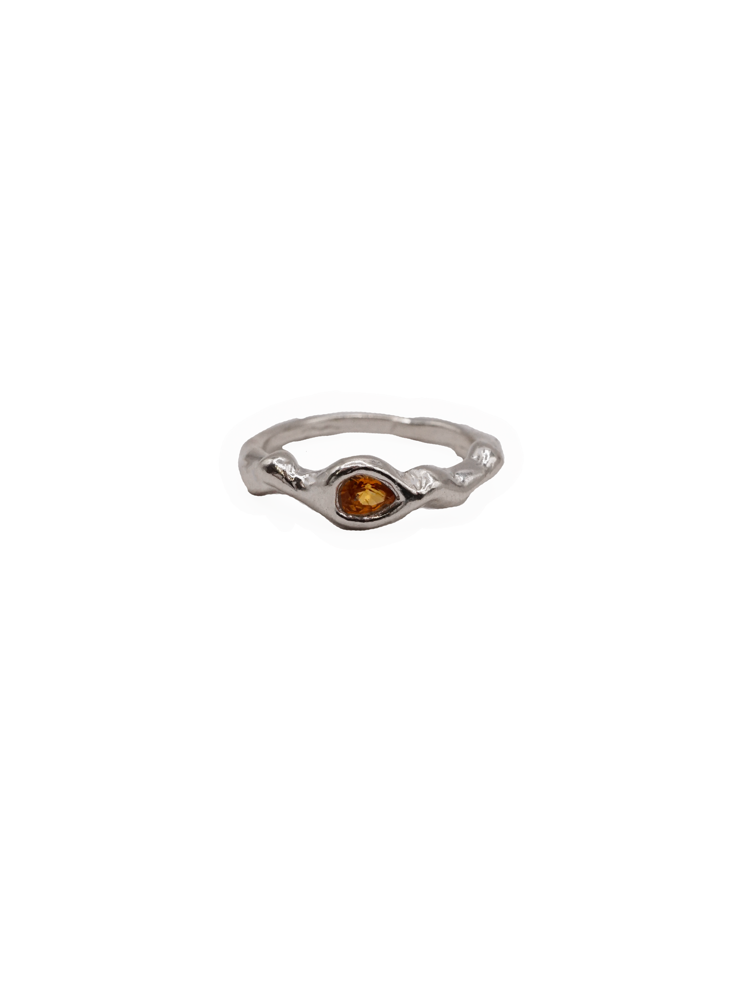 sterling silver OOAK ring with yellow pear shaped sapphire