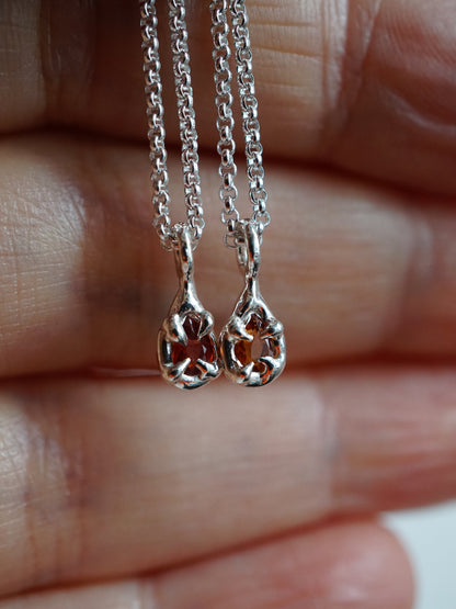 sterling silver DROP with orange sapphire pendant