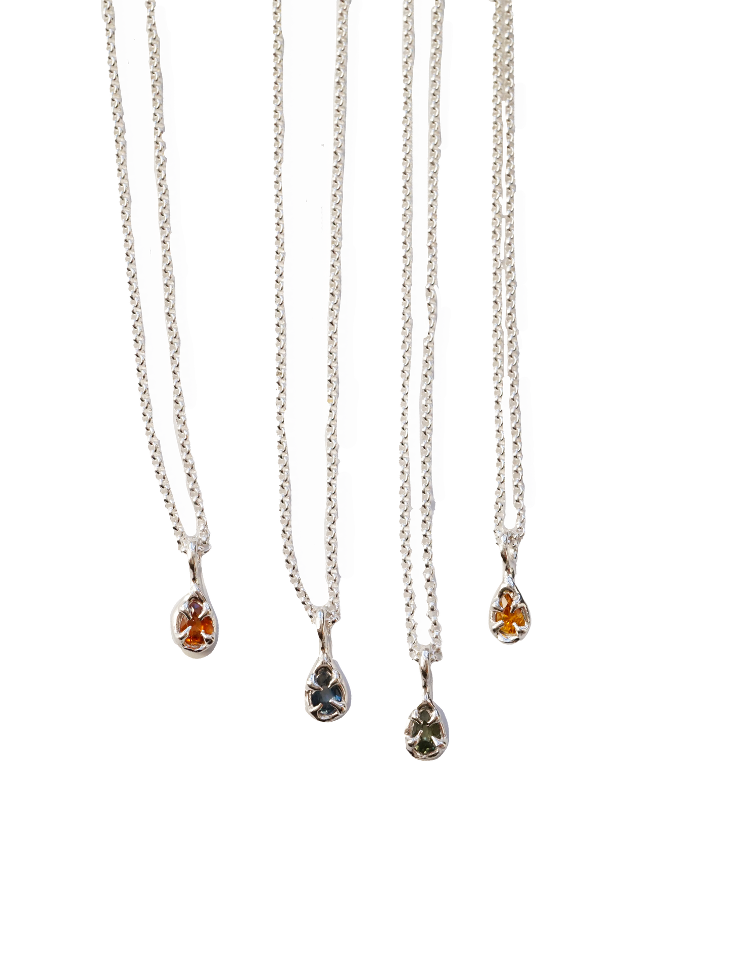 sterling silver DROP with orange sapphire pendant