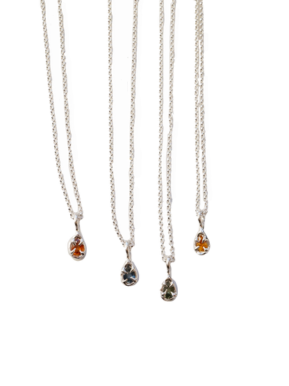 sterling silver DROP with orange sapphire pendant