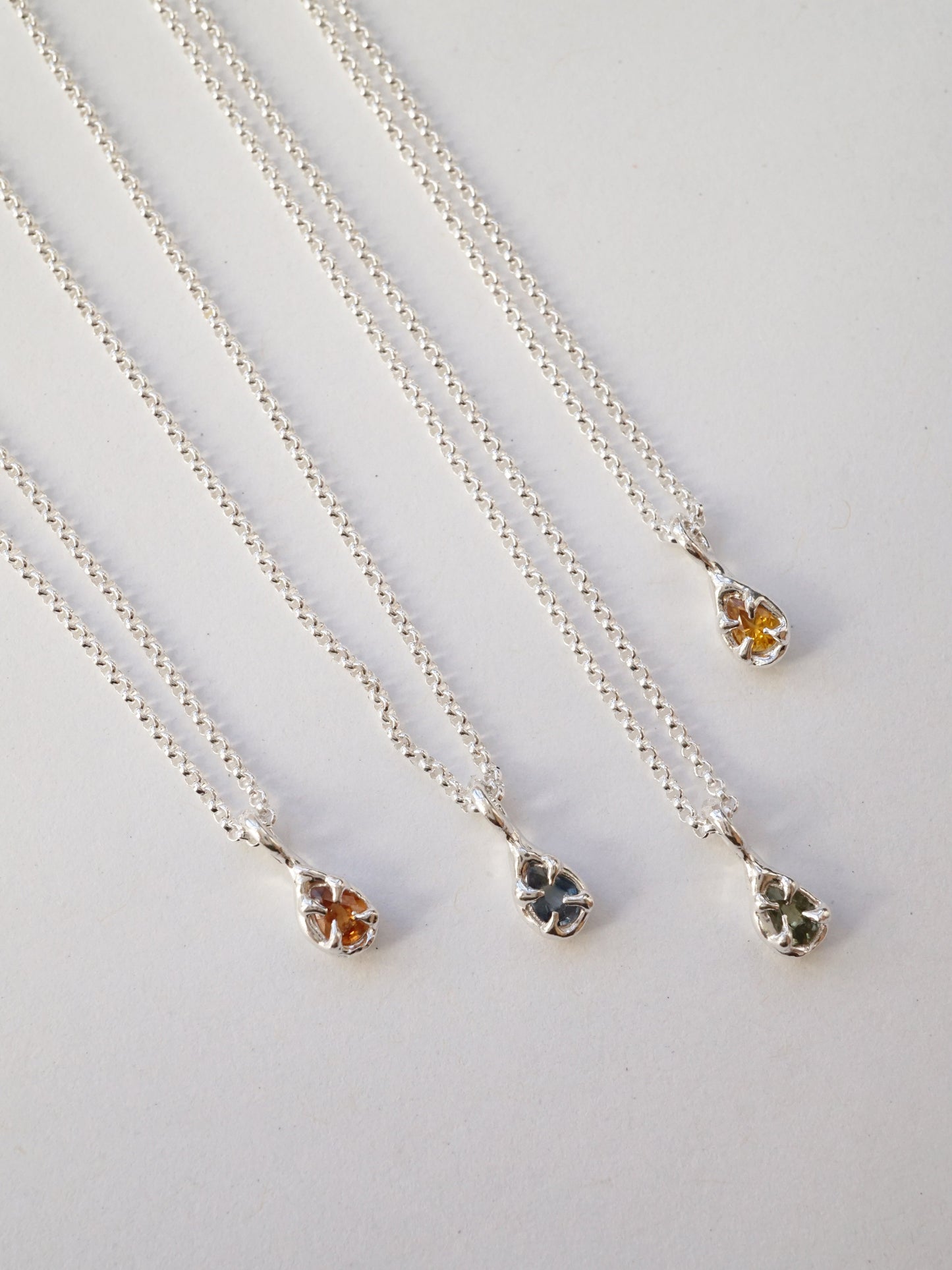 sterling silver DROP with orange sapphire pendant