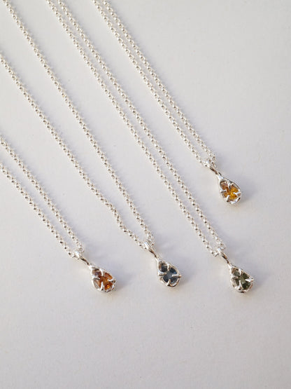 sterling silver DROP with orange sapphire pendant