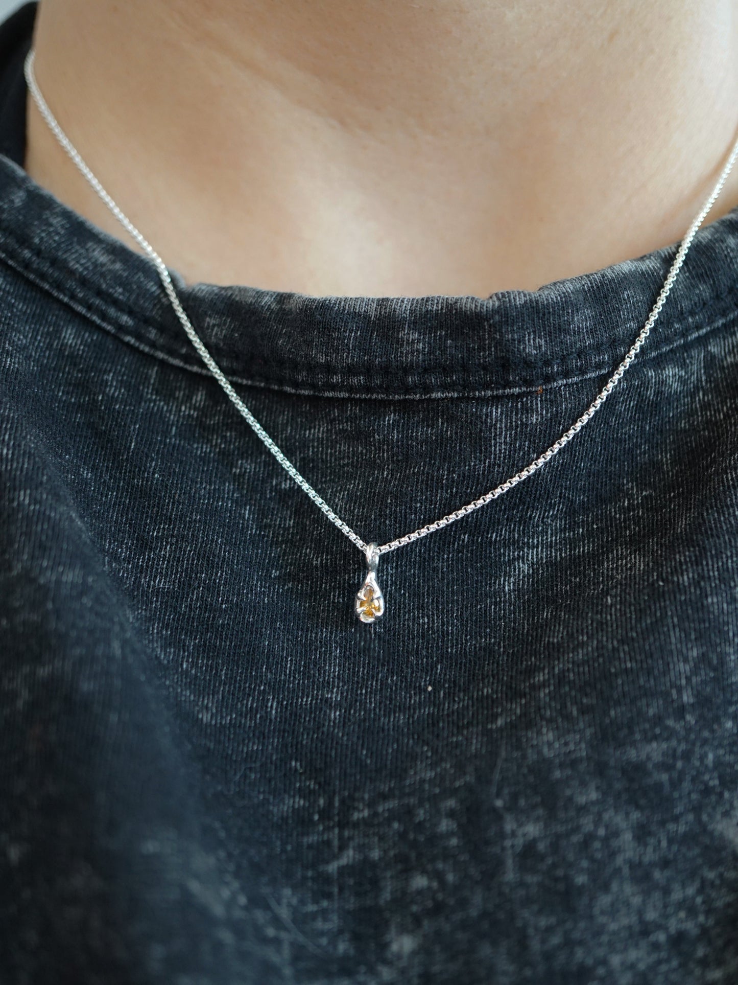 sterling silver DROP with orange sapphire pendant