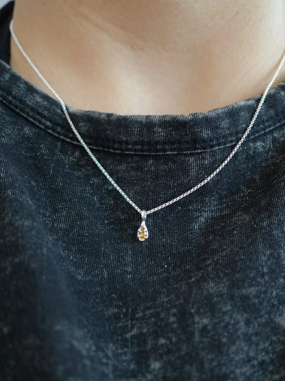 sterling silver DROP with orange sapphire pendant