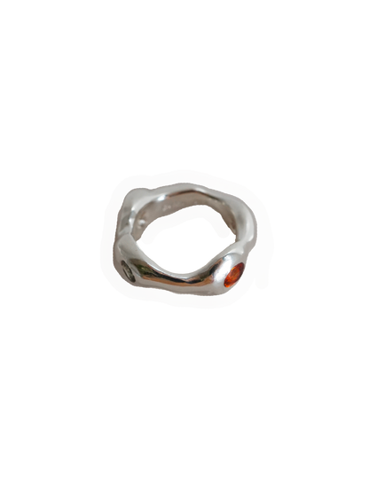 sterling silver OOAK BLOB ring with four sapphires