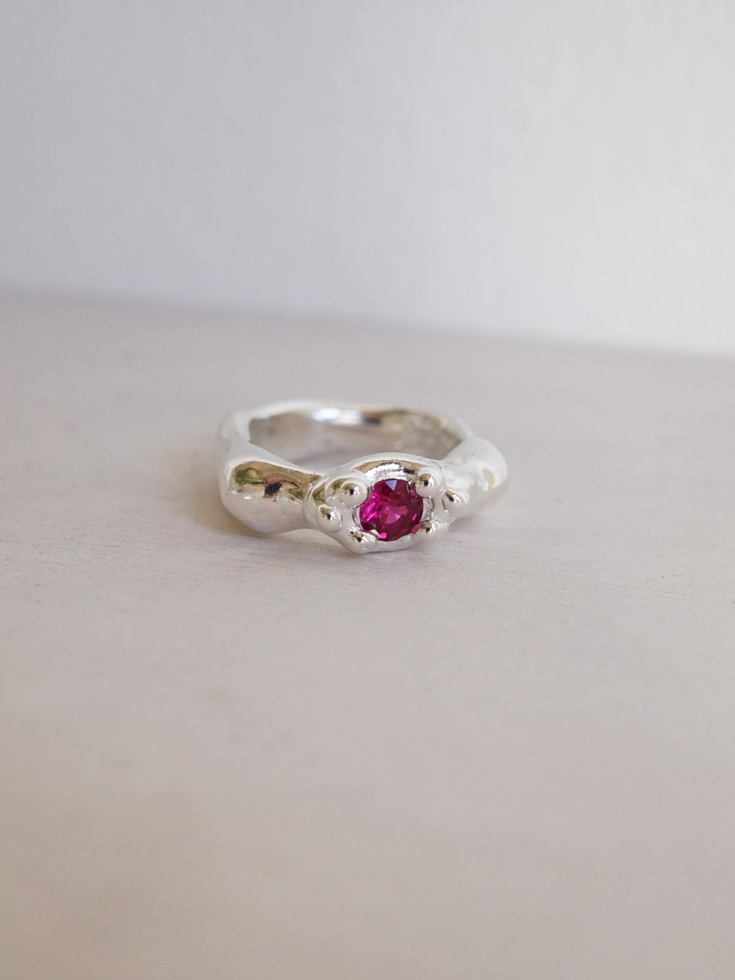 sterling silver OOAK ring with ruby