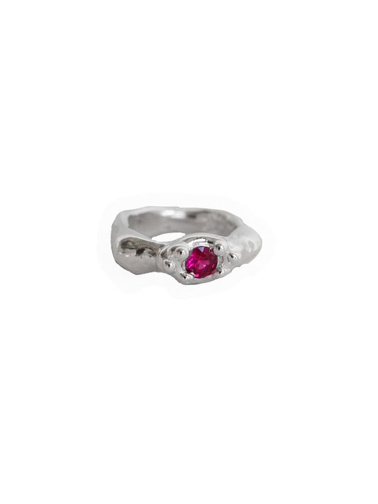 sterling silver OOAK ring with ruby