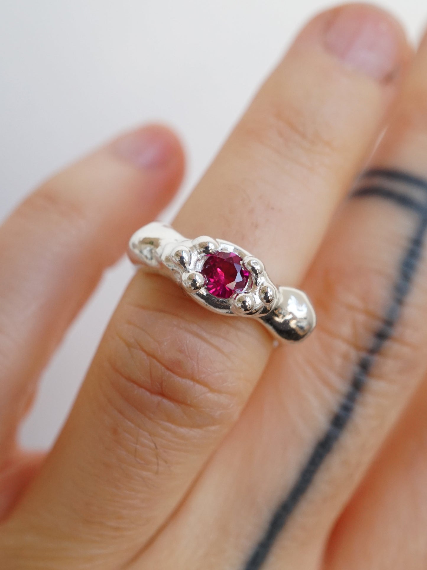 sterling silver OOAK ring with ruby