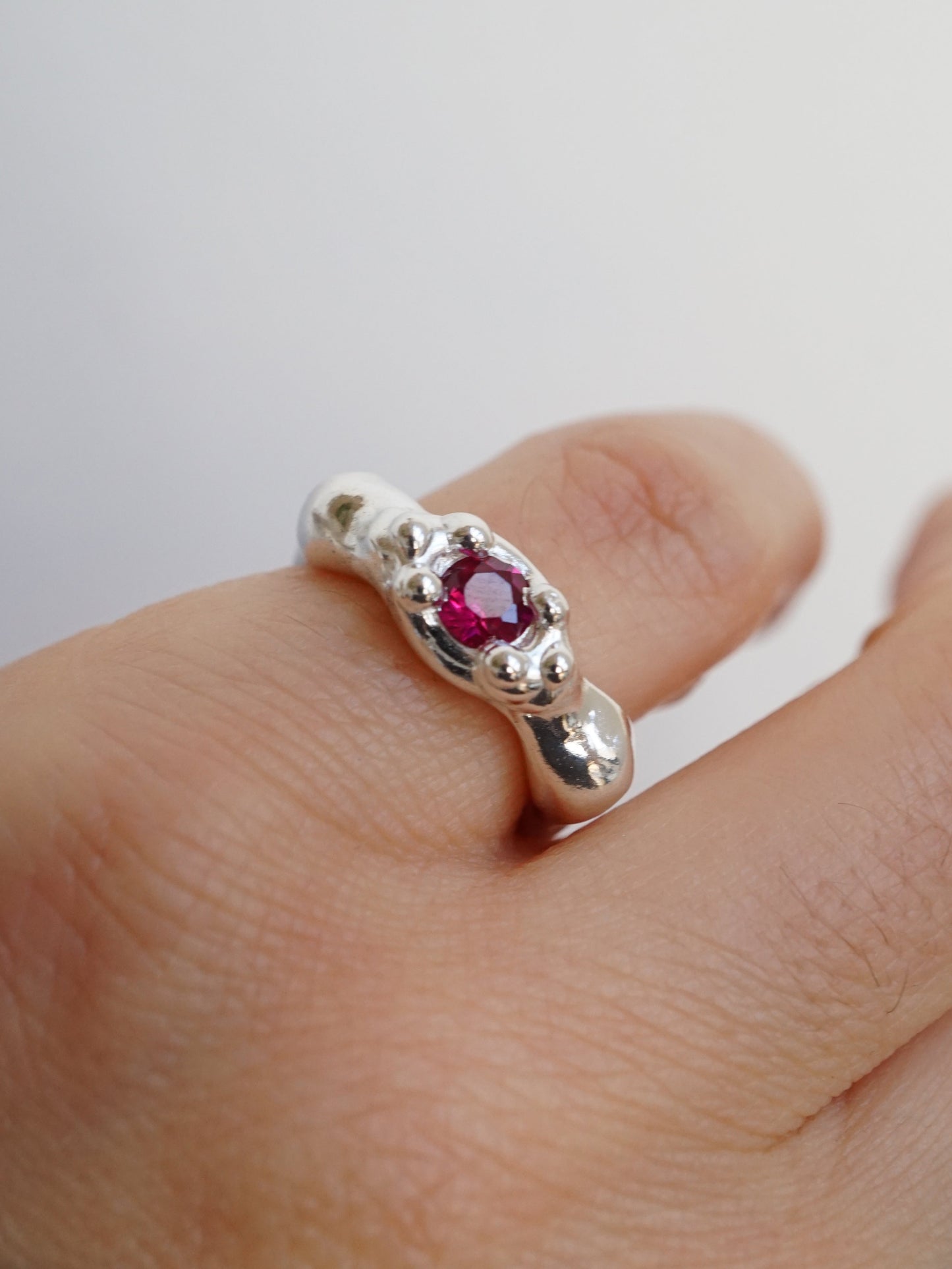 sterling silver OOAK ring with ruby