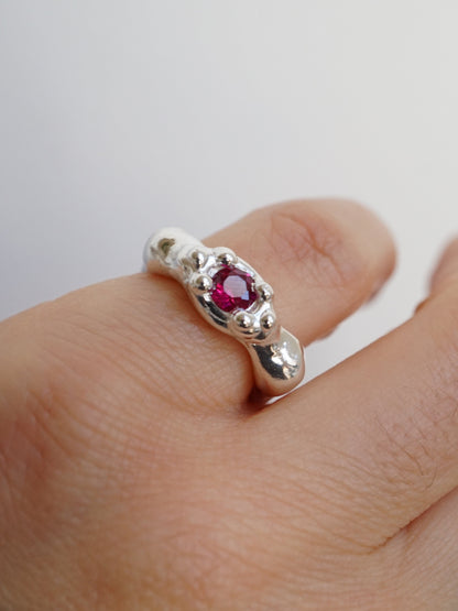 sterling silver OOAK ring with ruby
