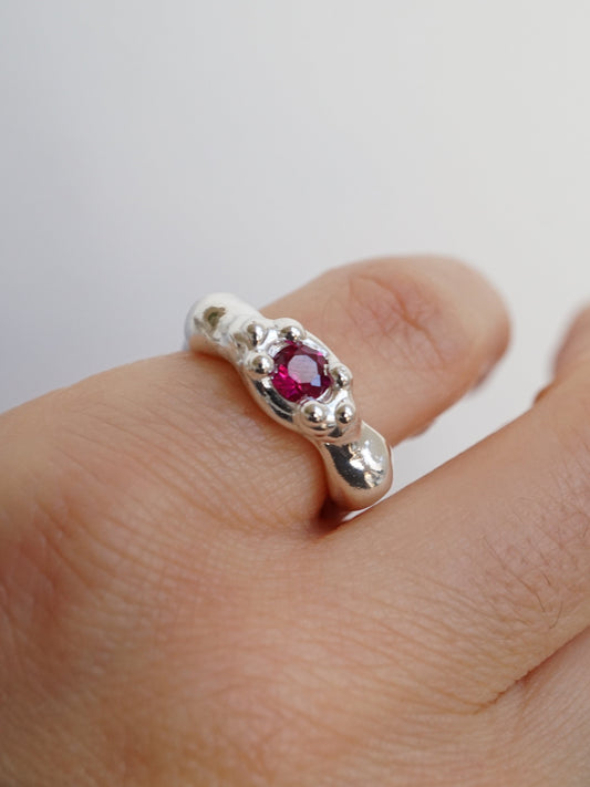 sterling silver OOAK ring with ruby