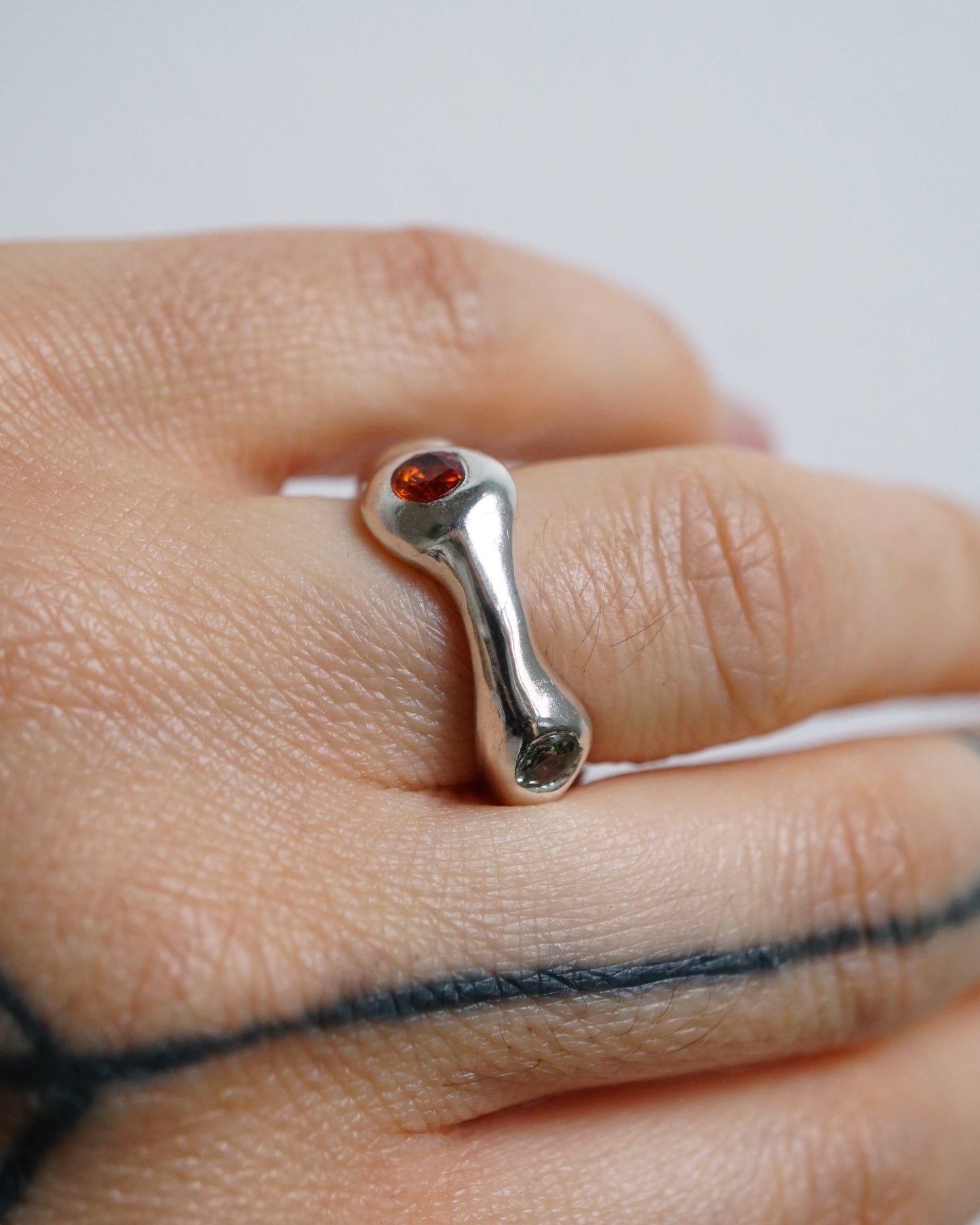 sterling silver OOAK BLOB ring with four sapphires