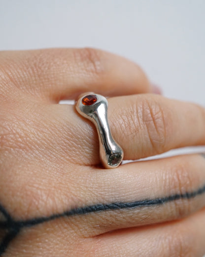 sterling silver OOAK BLOB ring with four sapphires